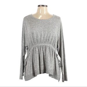 Caslon Nordstrom Side Tie Cozy Soft Peplum Sweater Top Size M NWT Heather Gray